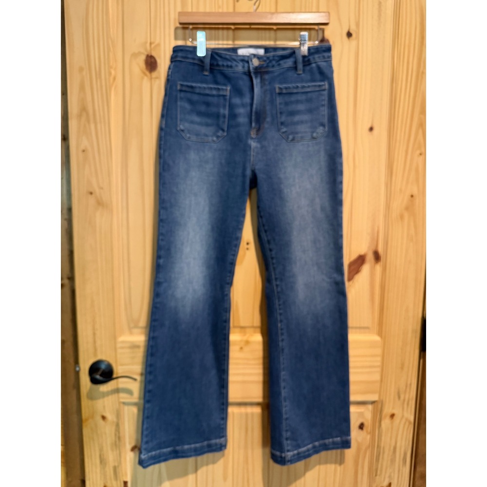Risen Jeans Los Angeles Womens 13/31 Medium Wash Flare Patch Pocket RDP5610